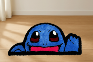 Squirtle tufted rug – handmade Pokémon-inspired blue character rug